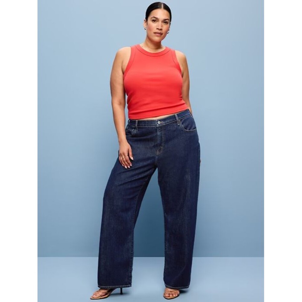 Old Navy Low-Rise Loose Jeans Womens 18 Tall Blue Dark Wash Wide Leg NEW